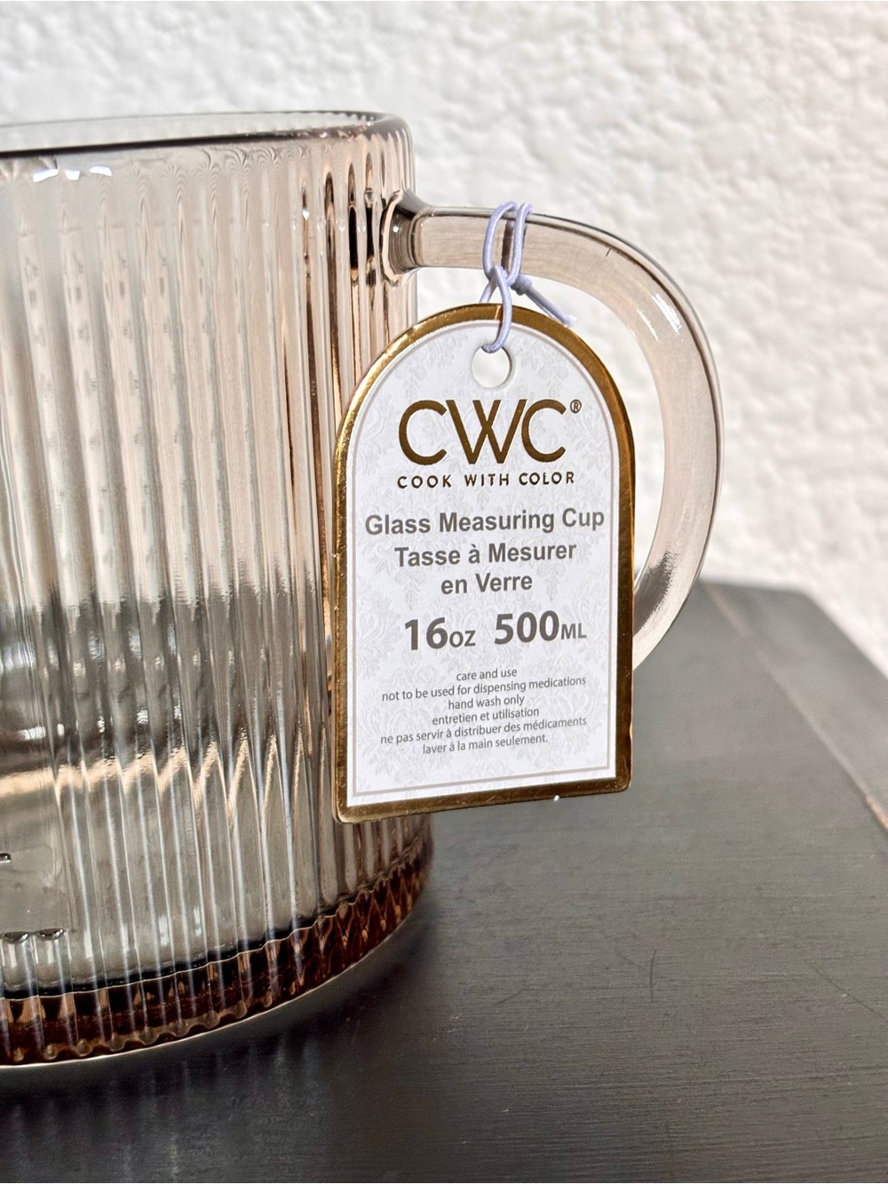 CWC Cook With Color Brown Ribbed Glass Measuring Cup 16oz ~ 2 Cups NEW - Picture 3 of 9